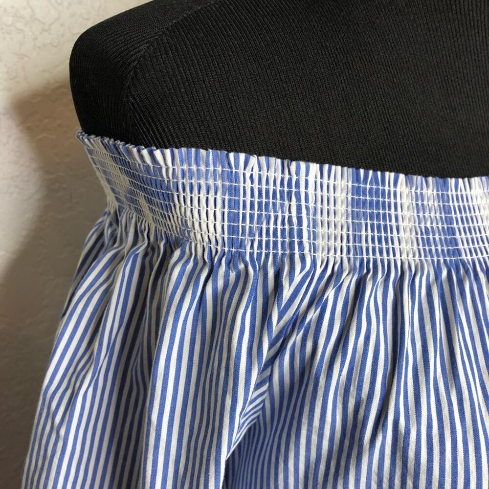 Trina Turk Neville Blue White Striped Off Shoulder Dress Size Small View 6